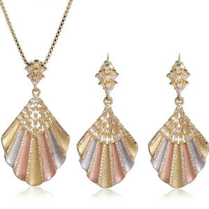 VQ Three Tone Necklace and Earrings Set